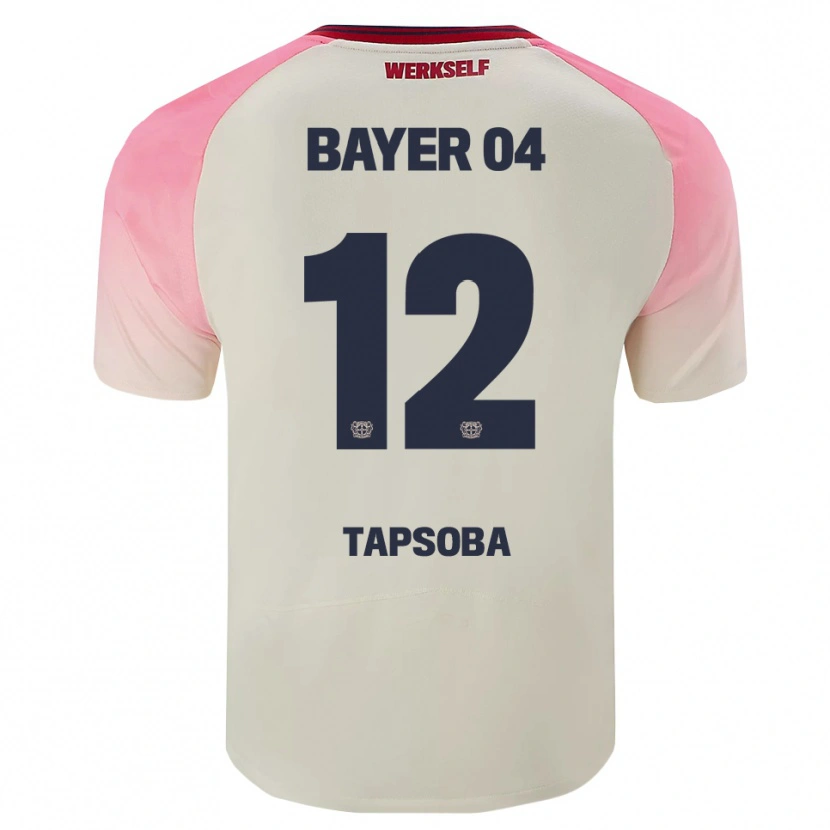 Danxen Donna Maglia Edmond Tapsoba #12 Rosa Bianco Sporco Kit Gara Away 2025/26 Maglietta