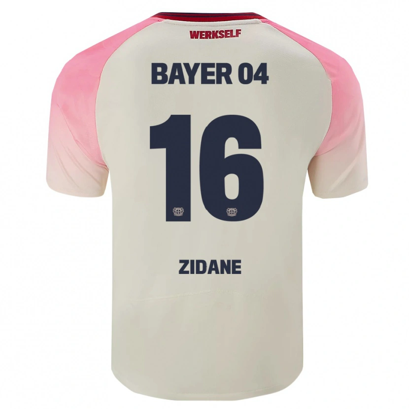 Danxen Donna Maglia Rayan Zidane #16 Rosa Bianco Sporco Kit Gara Away 2025/26 Maglietta
