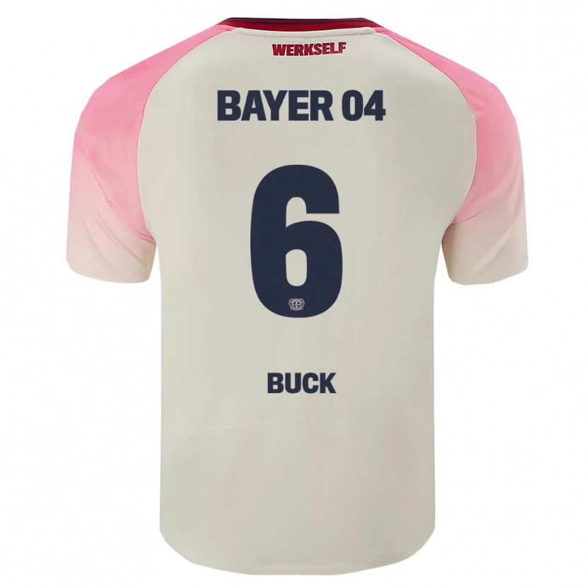 Danxen Donna Maglia Dustin Buck #6 Rosa Bianco Sporco Kit Gara Away 2025/26 Maglietta