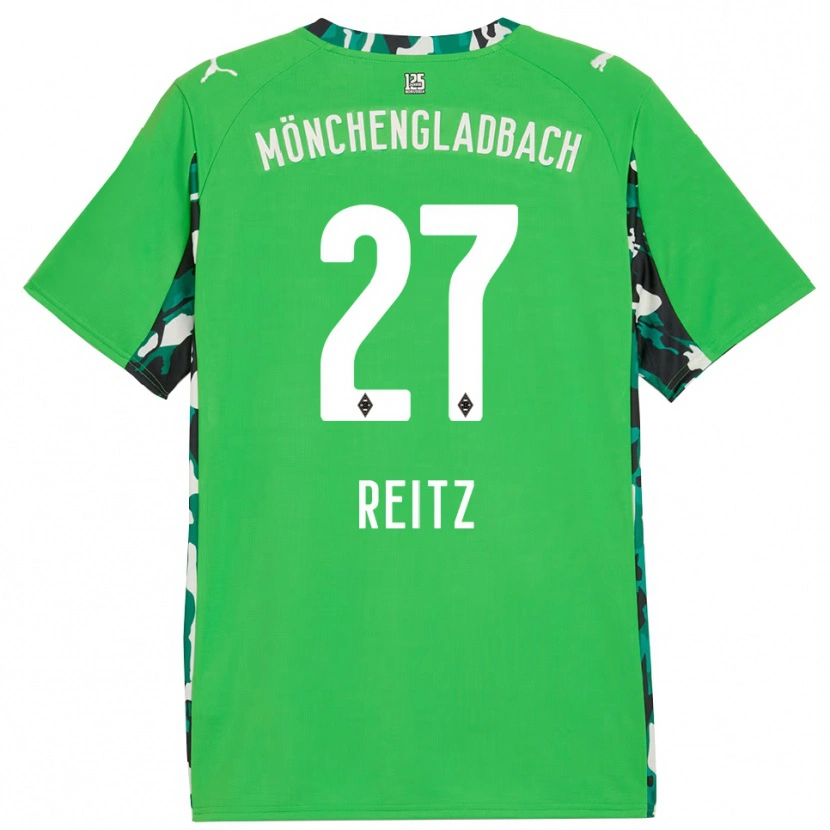 Danxen Donna Maglia Rocco Reitz #27 Verde Nero Kit Gara Away 2025/26 Maglietta