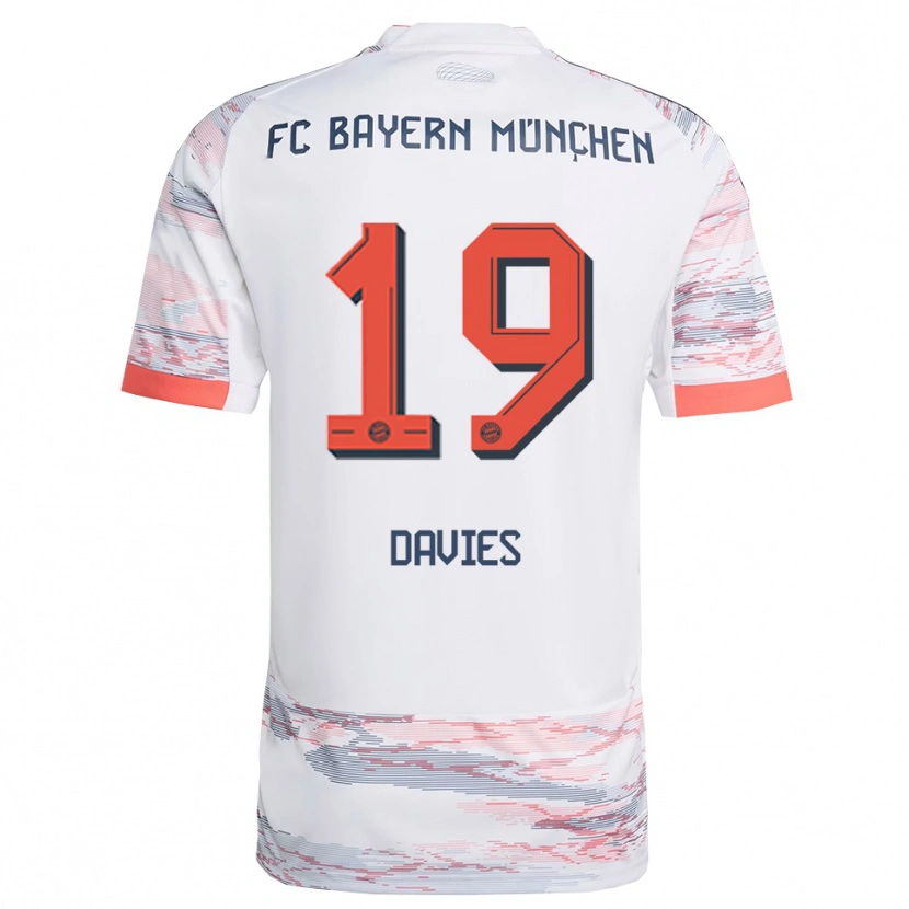Danxen Donna Maglia Alphonso Davies #19 Bianco Grigio Kit Gara Away 2025/26 Maglietta