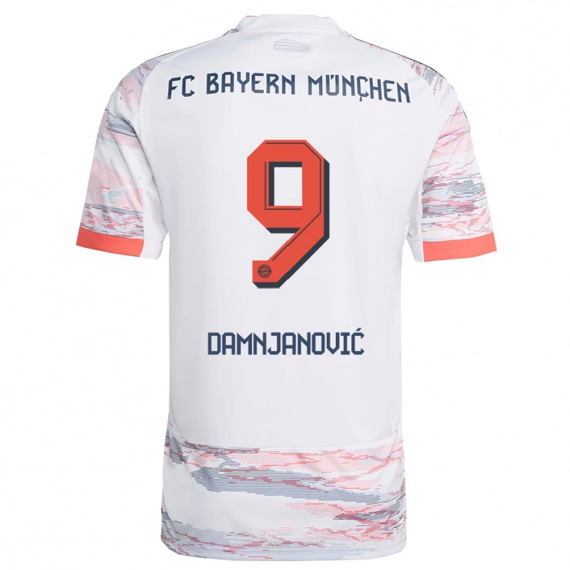 Danxen Donna Maglia Jovana Damnjanović #9 Bianco Grigio Kit Gara Away 2025/26 Maglietta