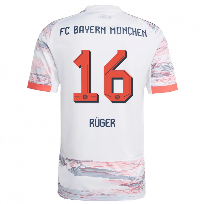 Danxen Donna Maglia Kurt Rüger #16 Bianco Grigio Kit Gara Away 2025/26 Maglietta