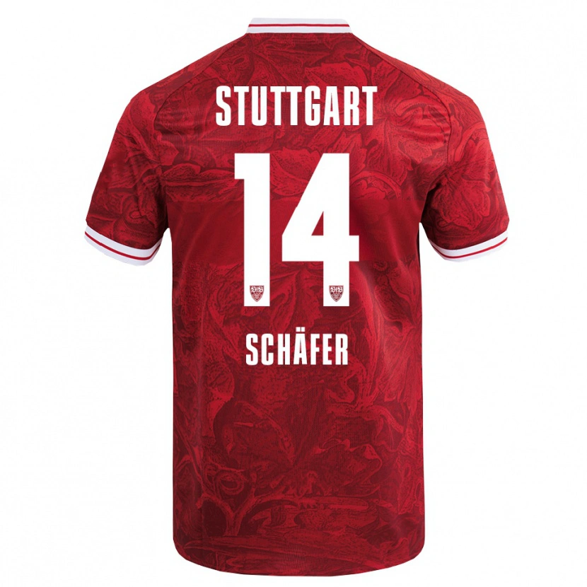 Danxen Donna Maglia Katharina Schäfer #14 Rosso Nero Kit Gara Away 2025/26 Maglietta