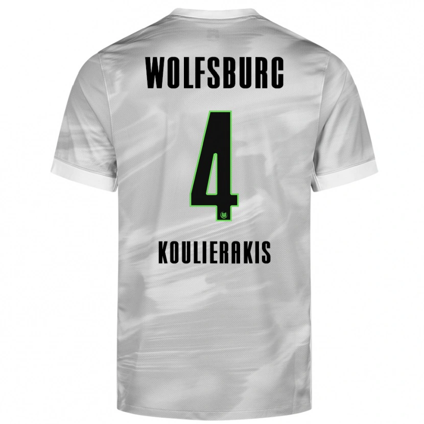 Danxen Donna Maglia Konstantinos Koulierakis #4 Grigio Bianco Kit Gara Away 2025/26 Maglietta
