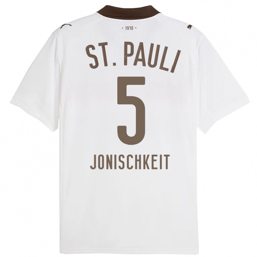 Danxen Donna Maglia Jamal Jonischkeit #5 Bianco Rosso Kit Gara Away 2025/26 Maglietta