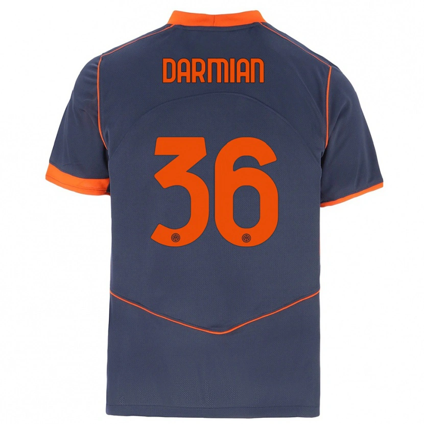 Danxen Donna Maglia Matteo Darmian #36 Grigio Arancione Kit Gara Third 2025/26 Maglietta