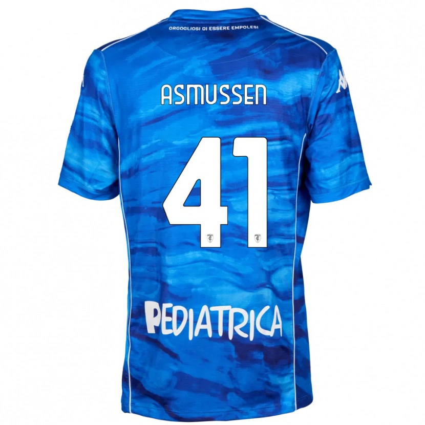 Danxen Bambino Maglia Ank Asmussen #41 Blu Bianco Kit Gara Home 2025/26 Maglietta