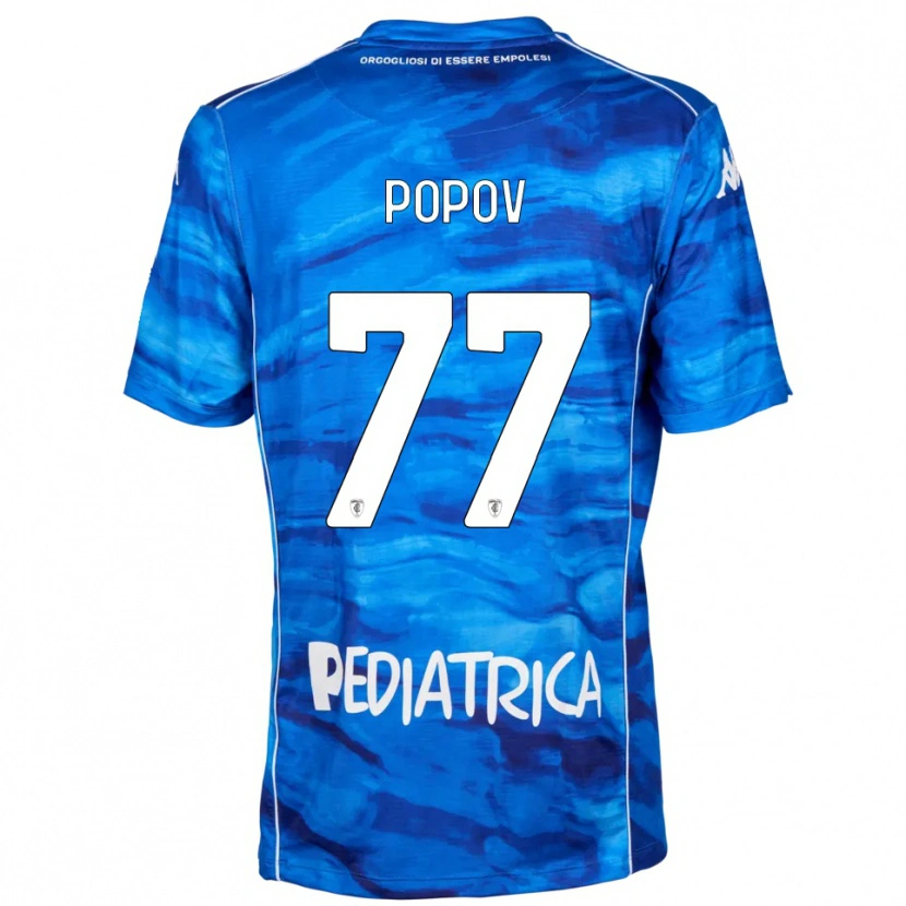 Danxen Bambino Maglia Bogdan Popov #77 Blu Bianco Kit Gara Home 2025/26 Maglietta