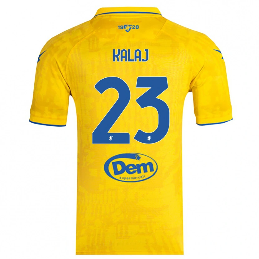 Danxen Bambino Maglia Sergio Kalaj #23 Giallo Blu Kit Gara Home 2025/26 Maglietta