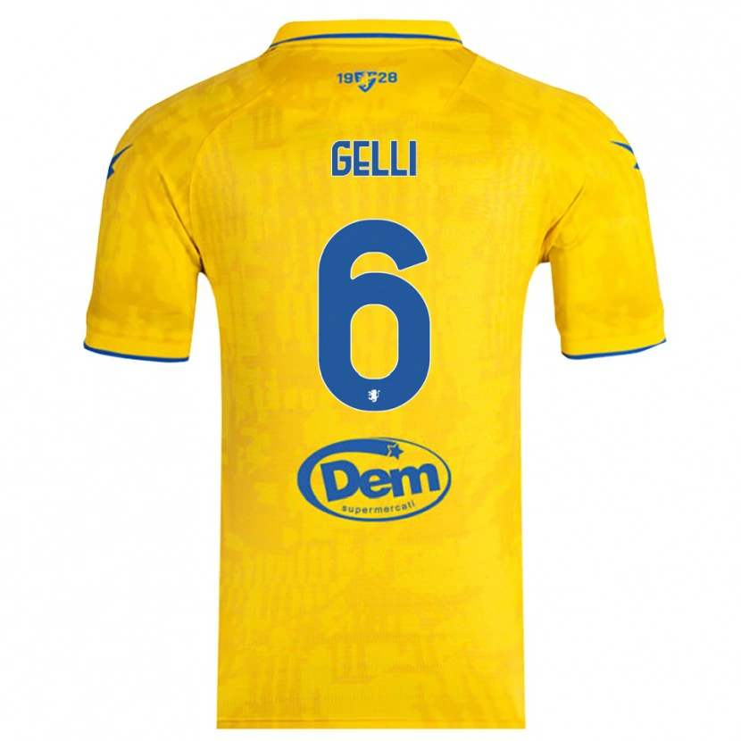 Danxen Bambino Maglia Jacopo Gelli #6 Giallo Blu Kit Gara Home 2025/26 Maglietta