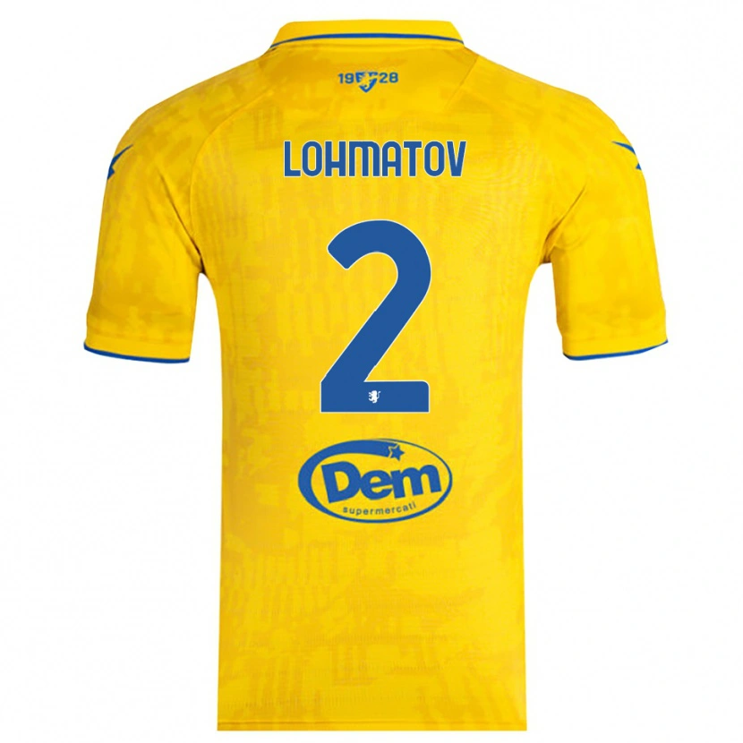 Danxen Bambino Maglia Aleksandr Lohmatov #2 Giallo Blu Kit Gara Home 2025/26 Maglietta