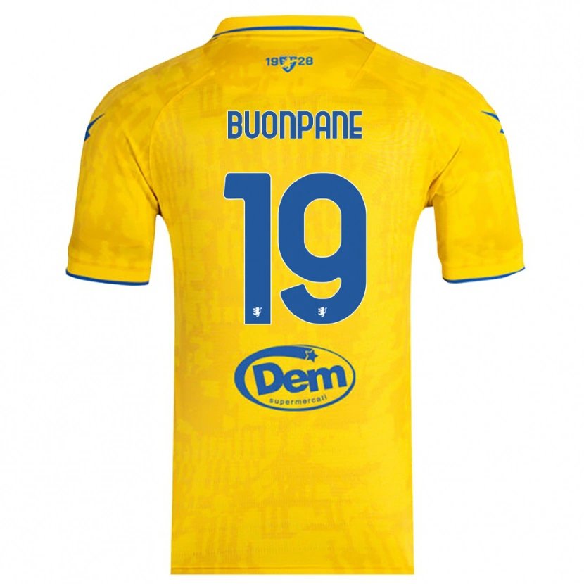 Danxen Bambino Maglia Davide Buonpane #19 Giallo Blu Kit Gara Home 2025/26 Maglietta