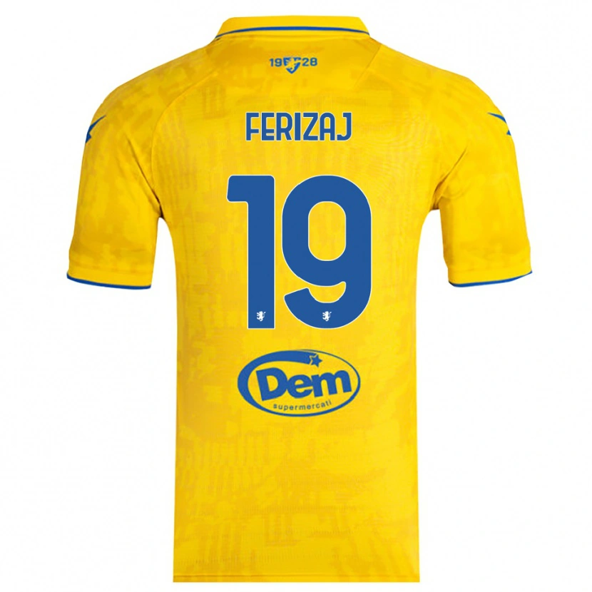 Danxen Bambino Maglia Justin Ferizaj #19 Giallo Blu Kit Gara Home 2025/26 Maglietta