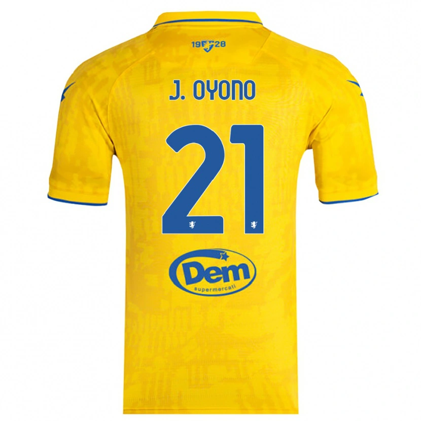 Danxen Bambino Maglia Jérémy Oyono #21 Giallo Blu Kit Gara Home 2025/26 Maglietta