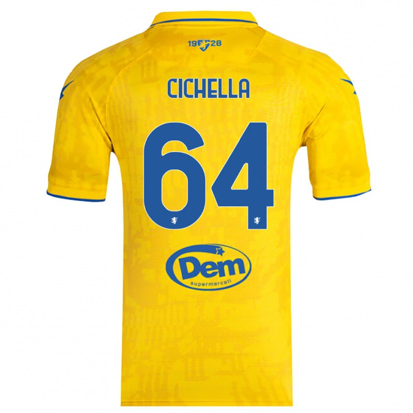 Danxen Bambino Maglia Matteo Cichella #64 Giallo Blu Kit Gara Home 2025/26 Maglietta