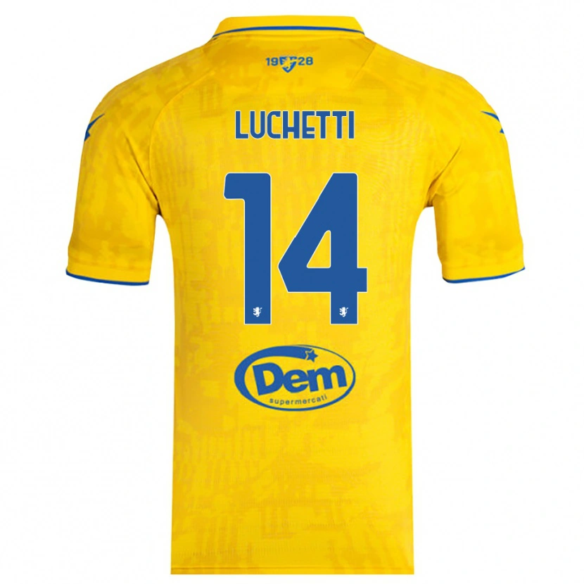 Danxen Bambino Maglia Alessandro Luchetti #14 Giallo Blu Kit Gara Home 2025/26 Maglietta