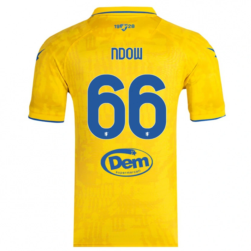Danxen Bambino Maglia Abdoulie Ndow #66 Giallo Blu Kit Gara Home 2025/26 Maglietta
