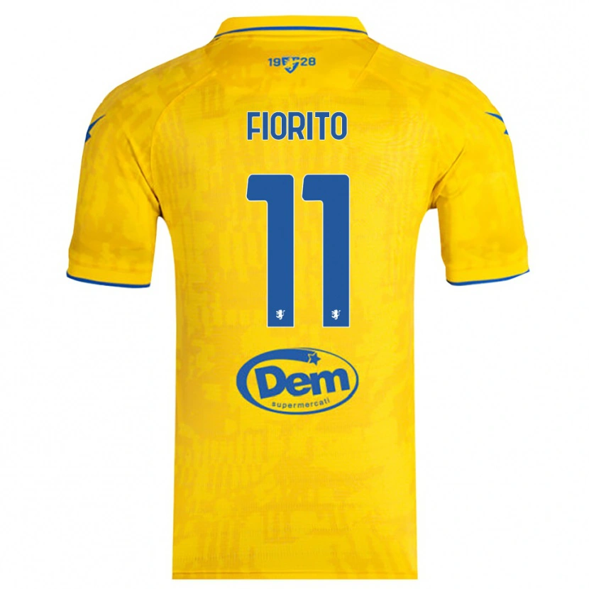 Danxen Bambino Maglia Loris Fiorito #11 Giallo Blu Kit Gara Home 2025/26 Maglietta