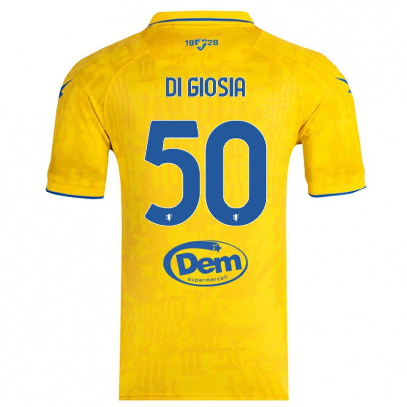 Danxen Bambino Maglia Jacopo Di Giosia #50 Giallo Blu Kit Gara Home 2025/26 Maglietta