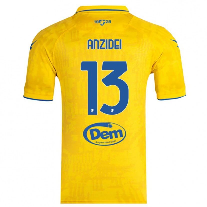 Danxen Bambino Maglia Massimo Anzidei #13 Giallo Blu Kit Gara Home 2025/26 Maglietta