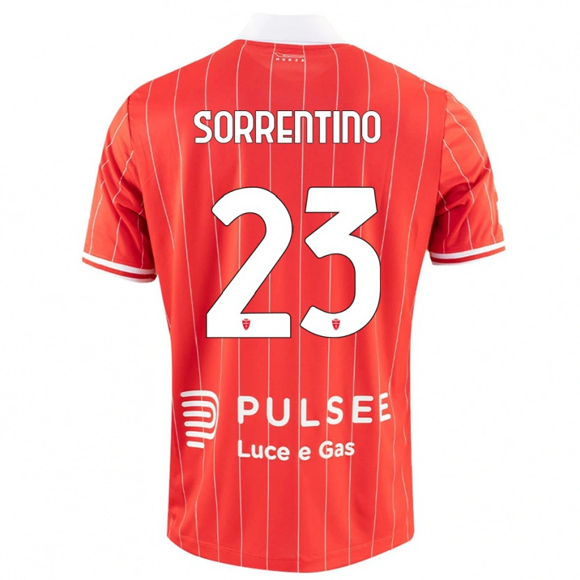 Danxen Bambino Maglia Alessandro Sorrentino #23 Rosso Bianco Kit Gara Home 2025/26 Maglietta