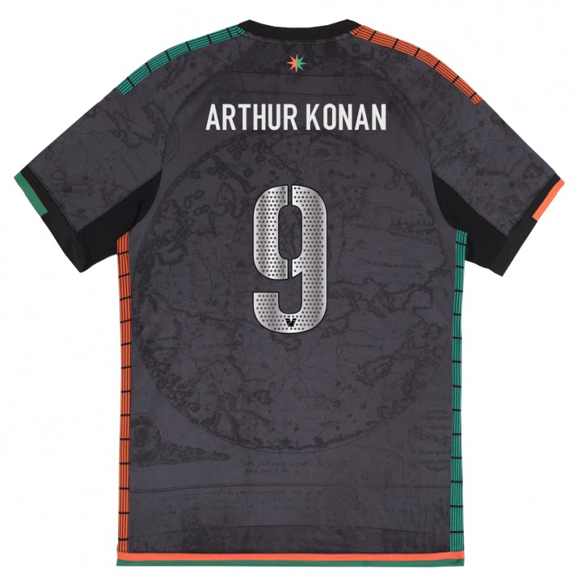 Danxen Bambino Maglia Demoye Arthur Konan #9 Grigio Scuro Kit Gara Home 2025/26 Maglietta