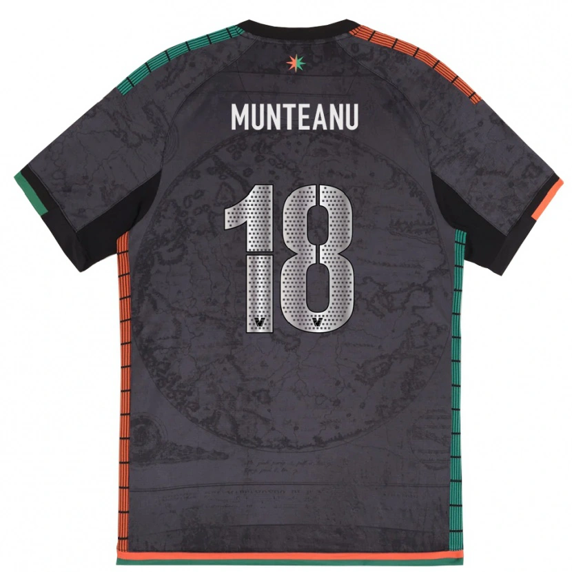 Danxen Bambino Maglia Denis Munteanu #18 Grigio Scuro Kit Gara Home 2025/26 Maglietta