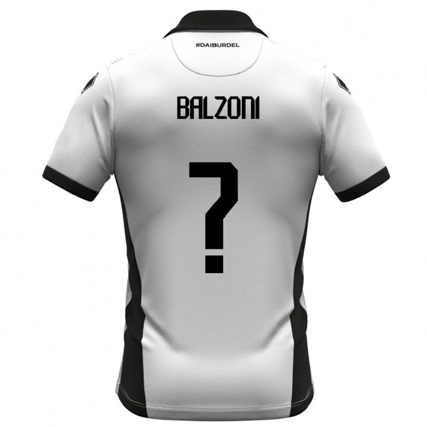 Danxen Bambino Maglia Mattia Balzoni #0 Bianco Nero Arancione Kit Gara Home 2025/26 Maglietta