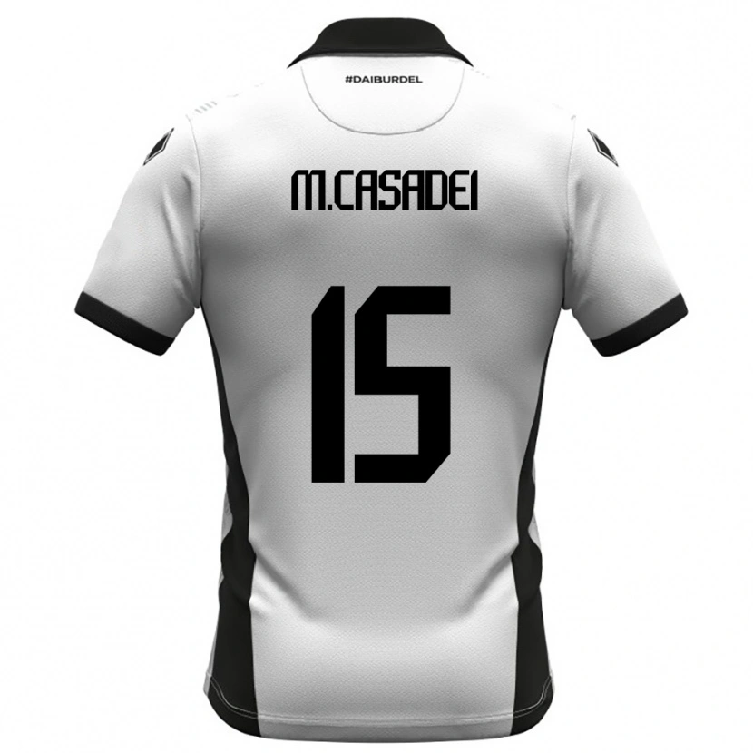 Danxen Bambino Maglia Matteo Casadei #15 Bianco Nero Arancione Kit Gara Home 2025/26 Maglietta