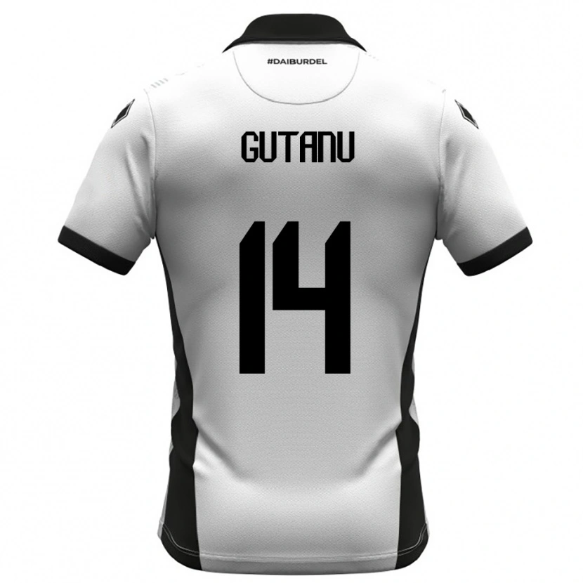Danxen Bambino Maglia Victor Gutanu #14 Bianco Nero Arancione Kit Gara Home 2025/26 Maglietta