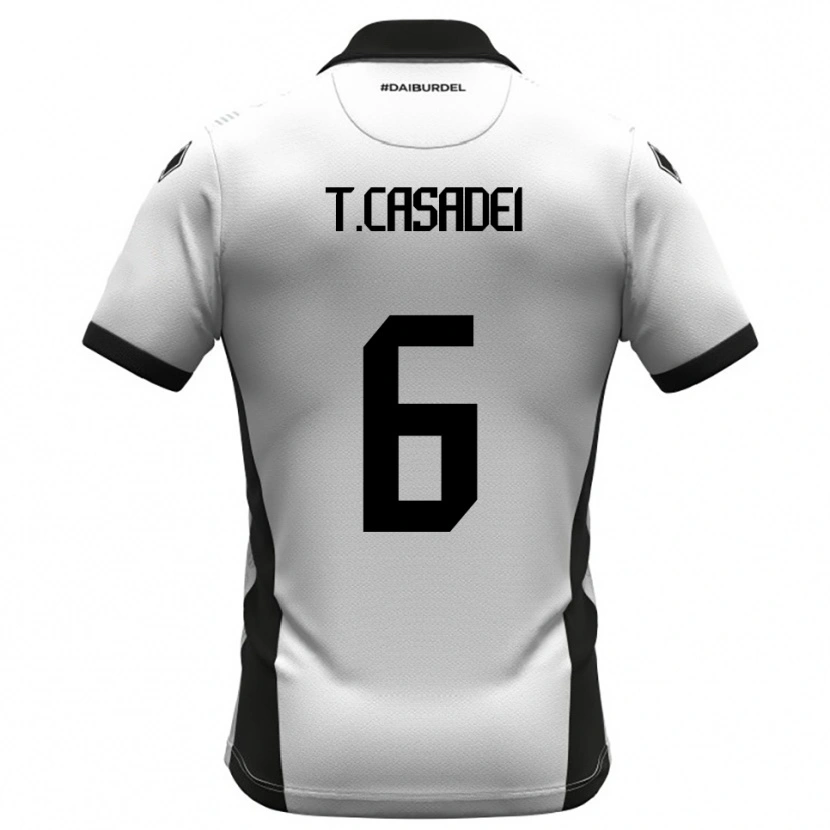 Danxen Bambino Maglia Tommaso Casadei #6 Bianco Nero Arancione Kit Gara Home 2025/26 Maglietta