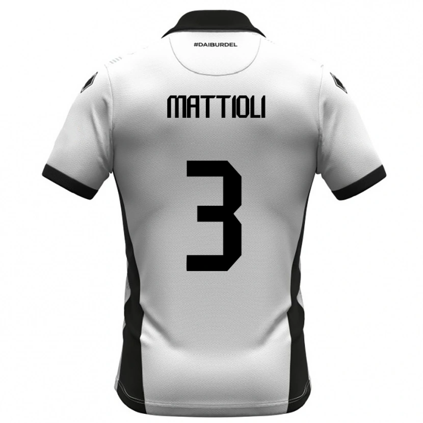 Danxen Bambino Maglia Giovanni Mattioli #3 Bianco Nero Arancione Kit Gara Home 2025/26 Maglietta