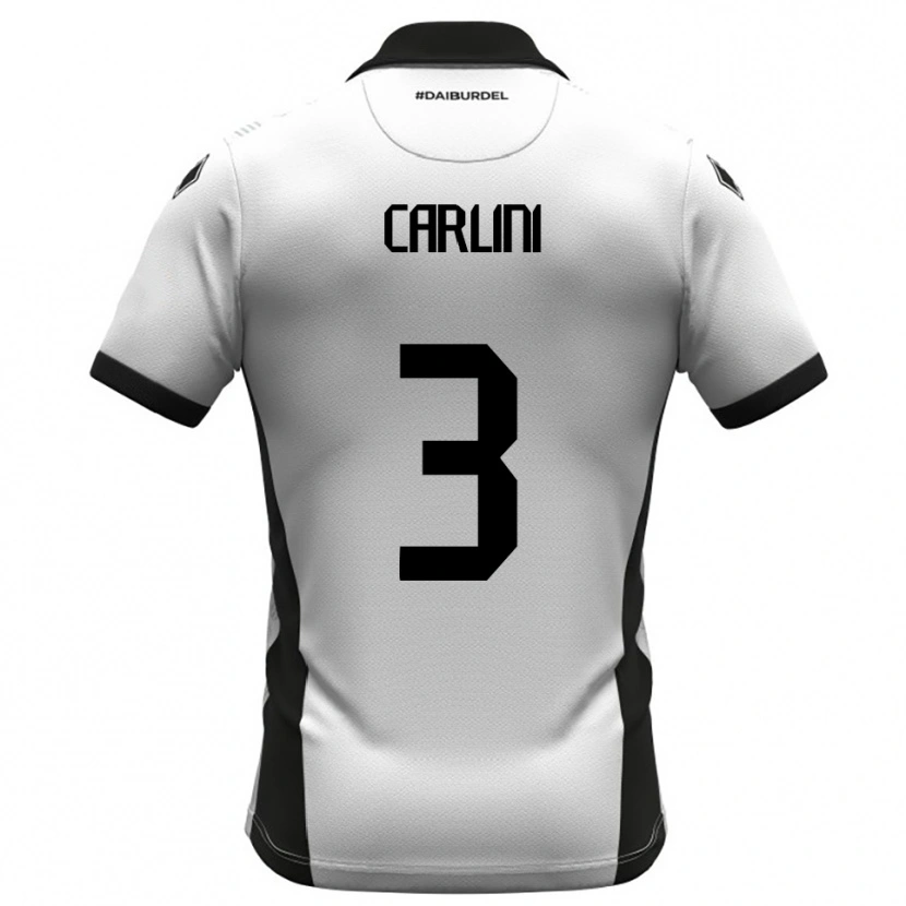 Danxen Bambino Maglia Alessandro Carlini #3 Bianco Nero Arancione Kit Gara Home 2025/26 Maglietta