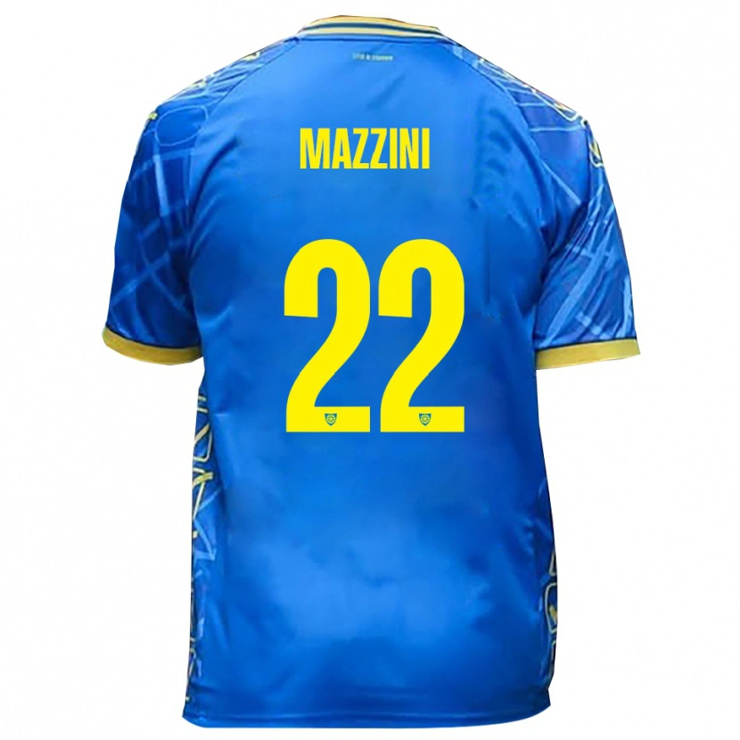 Danxen Bambino Maglia Stefano Mazzini #22 Azzurro Giallo Kit Gara Home 2025/26 Maglietta