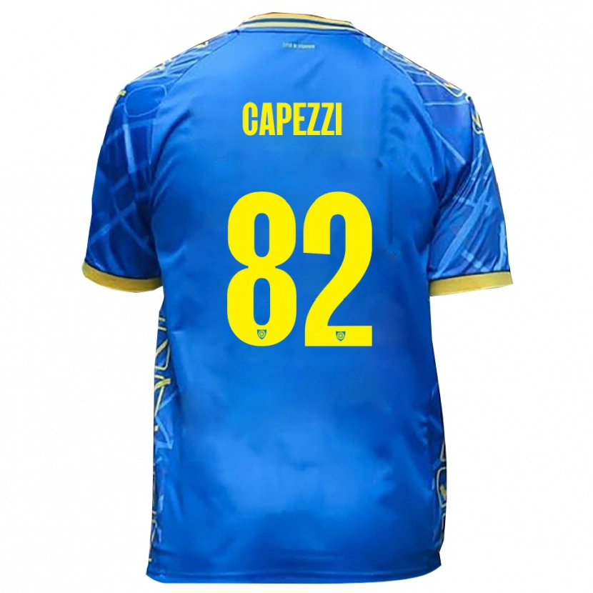 Danxen Bambino Maglia Leonardo Capezzi #82 Azzurro Giallo Kit Gara Home 2025/26 Maglietta