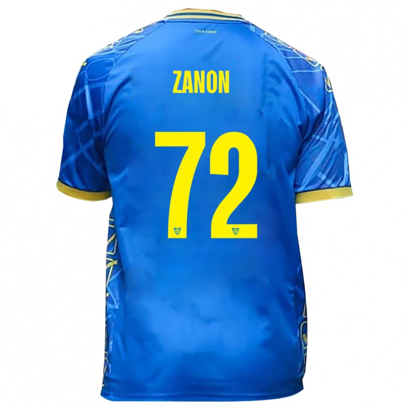Danxen Bambino Maglia Simone Zanon #72 Azzurro Giallo Kit Gara Home 2025/26 Maglietta
