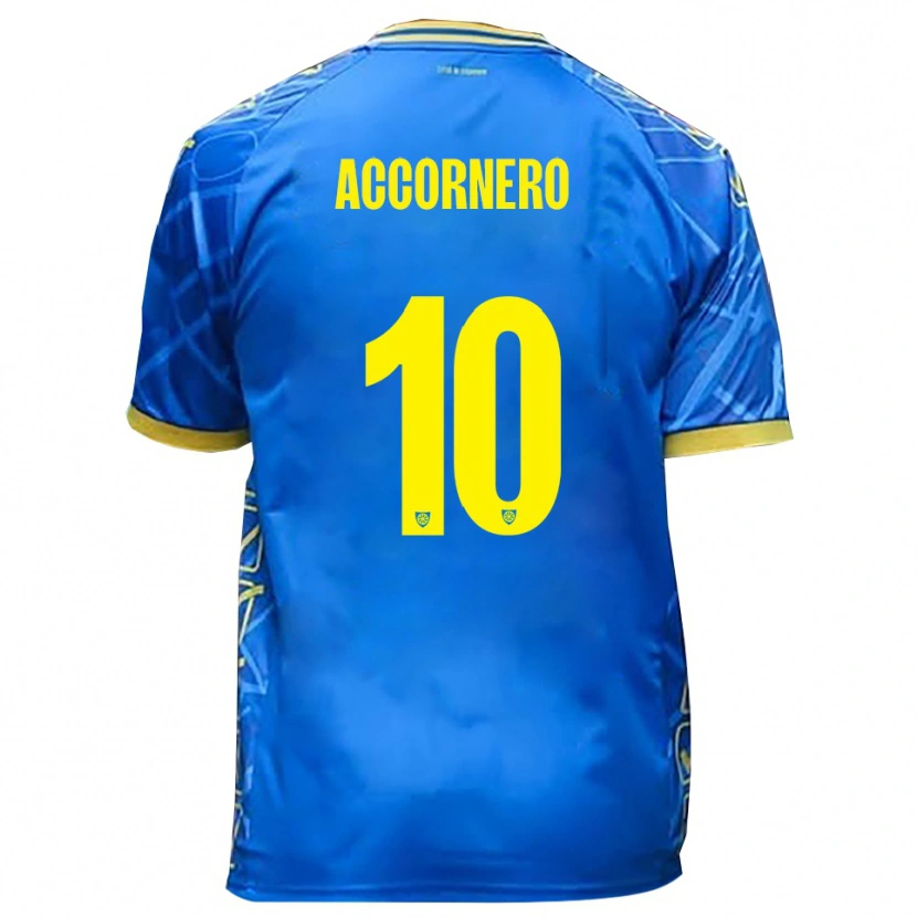 Danxen Bambino Maglia Federico Accornero #10 Azzurro Giallo Kit Gara Home 2025/26 Maglietta