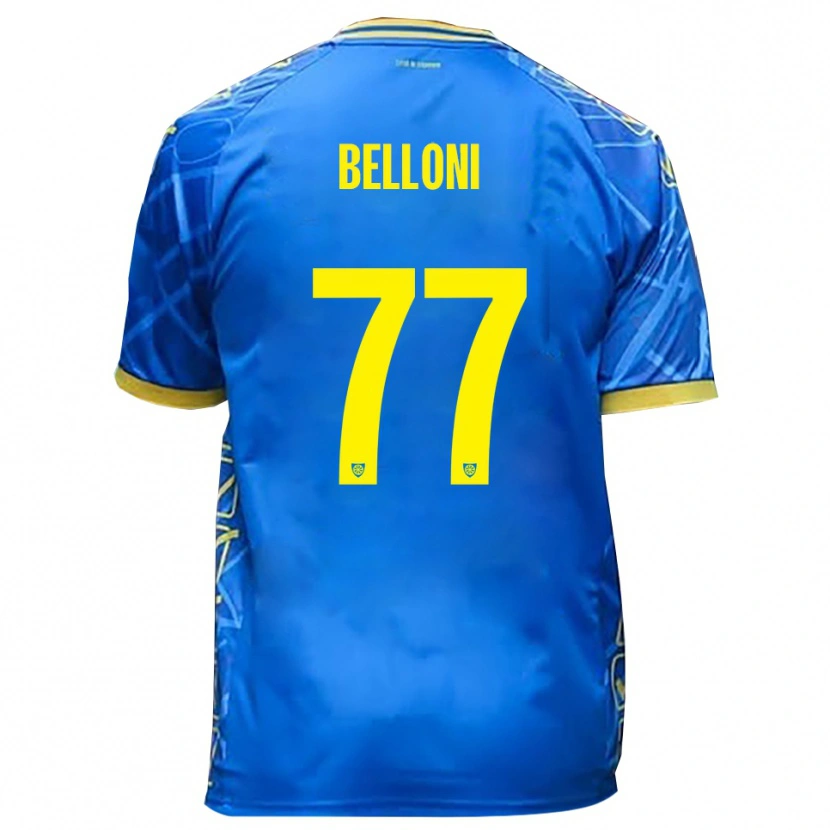 Danxen Bambino Maglia Niccolò Belloni #77 Azzurro Giallo Kit Gara Home 2025/26 Maglietta