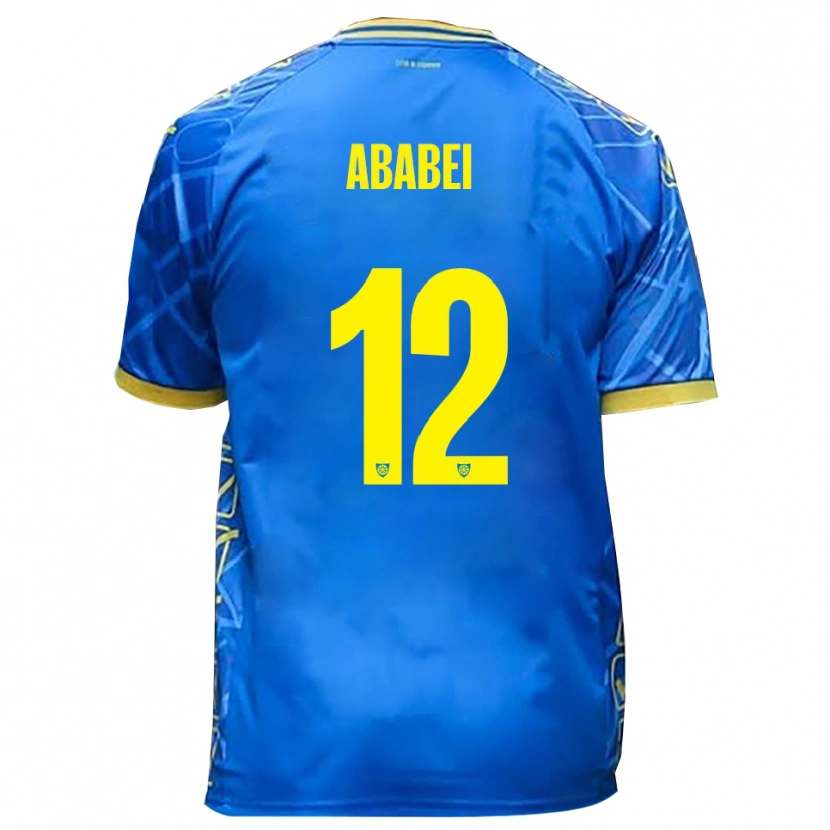 Danxen Bambino Maglia Leonardo Ababei #12 Azzurro Giallo Kit Gara Home 2025/26 Maglietta