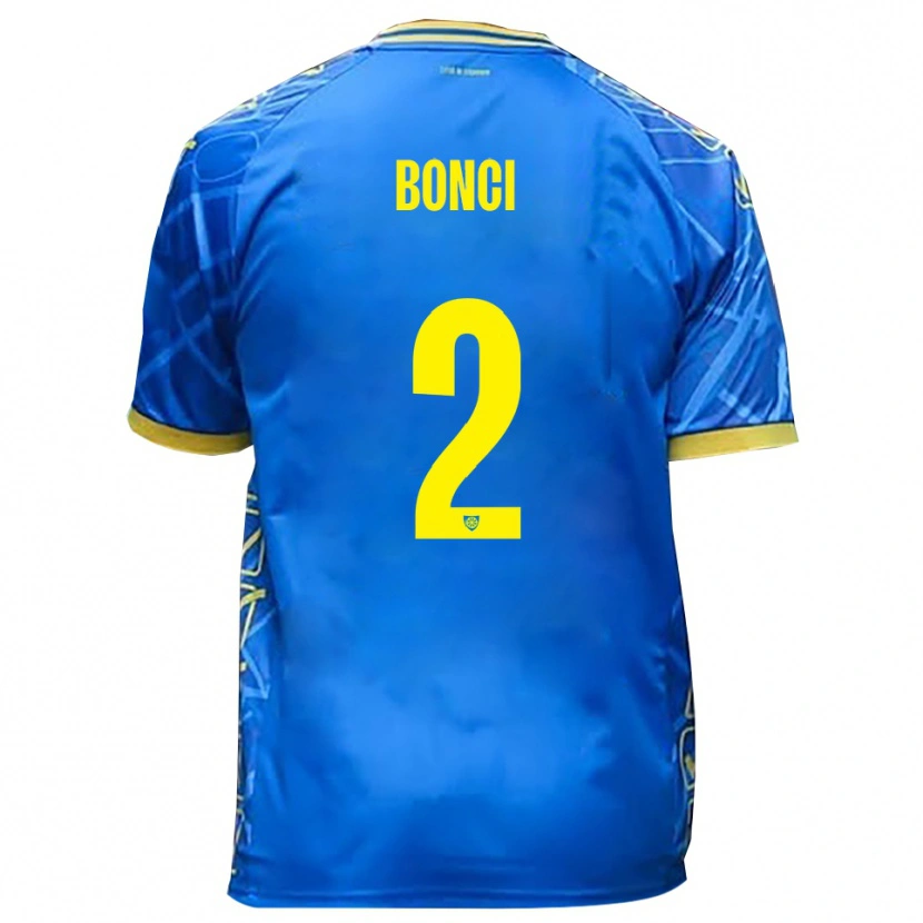 Danxen Bambino Maglia Alberto Bonci #2 Azzurro Giallo Kit Gara Home 2025/26 Maglietta