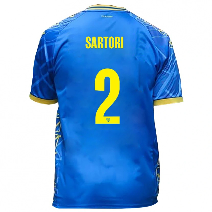 Danxen Bambino Maglia Edoardo Sartori #2 Azzurro Giallo Kit Gara Home 2025/26 Maglietta