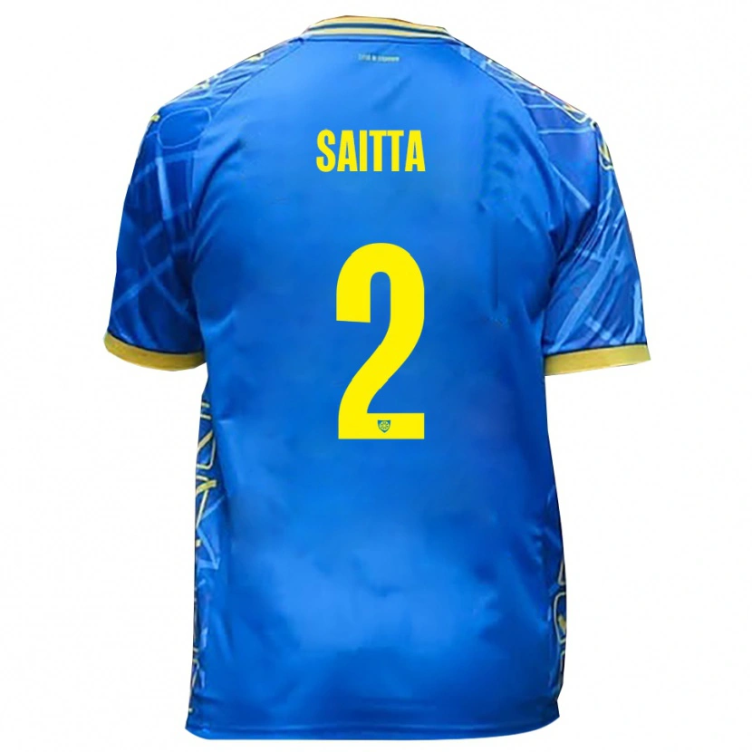 Danxen Bambino Maglia Mattia Saitta #2 Azzurro Giallo Kit Gara Home 2025/26 Maglietta