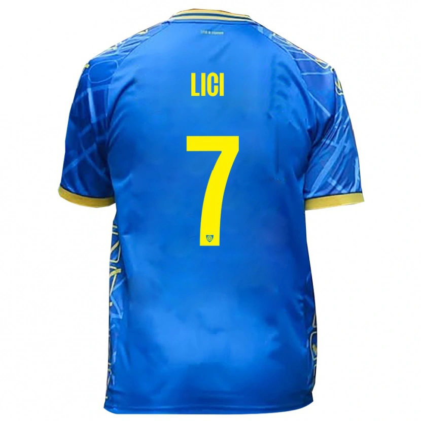 Danxen Bambino Maglia Alessio Lici #7 Azzurro Giallo Kit Gara Home 2025/26 Maglietta