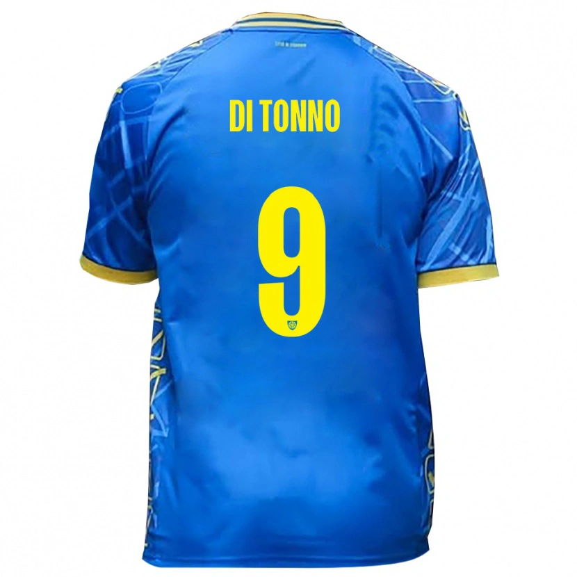 Danxen Bambino Maglia Edoardo Di Tonno #9 Azzurro Giallo Kit Gara Home 2025/26 Maglietta
