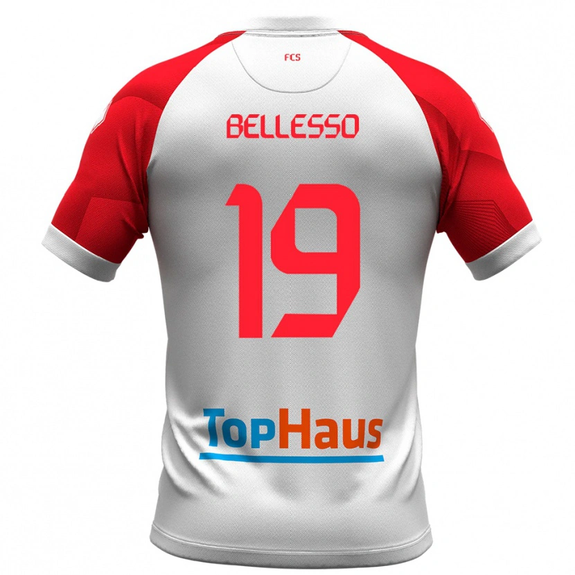 Danxen Bambino Maglia Daniele Bellesso #19 Bianco Rosso Kit Gara Home 2025/26 Maglietta