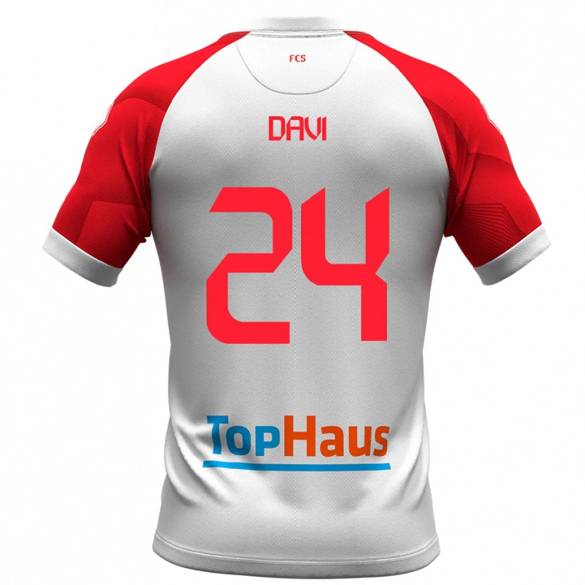 Danxen Bambino Maglia Simone Davi #24 Bianco Rosso Kit Gara Home 2025/26 Maglietta
