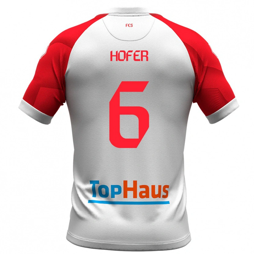 Danxen Bambino Maglia Patrik Hofer #6 Bianco Rosso Kit Gara Home 2025/26 Maglietta