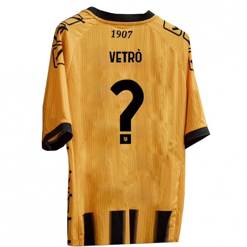Danxen Bambino Maglia Antonio Vetrò #0 Giallo Nero Kit Gara Home 2025/26 Maglietta