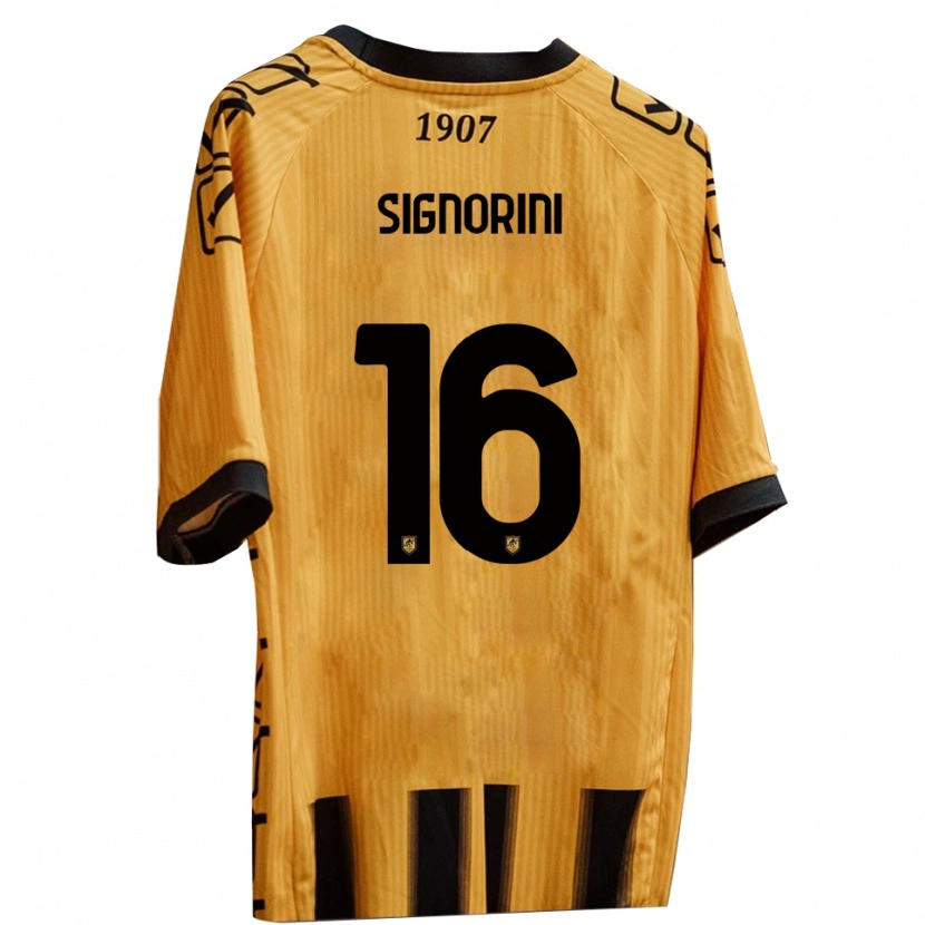 Danxen Bambino Maglia Alessandro Signorini #16 Giallo Nero Kit Gara Home 2025/26 Maglietta